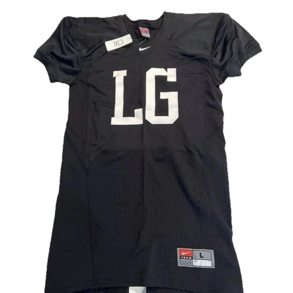 New Nike Football‎ Practice Jersey Large Shirt Black White Swoosh Short Sleeve